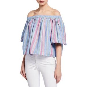 🤫[3 FOR $30]  FRAME Off-the-Shoulder Striped Linen Top